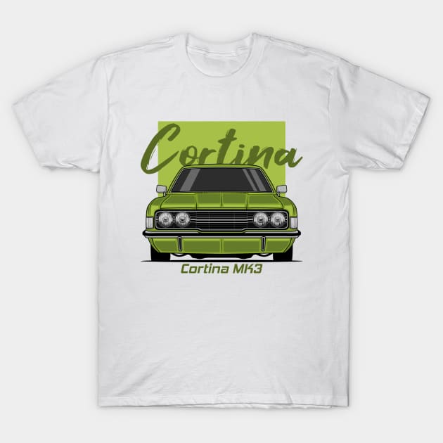 Front Green Cortina MK3 Classic T-Shirt by GoldenTuners